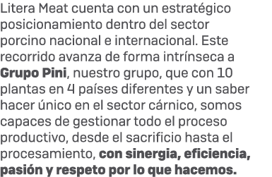 Litera Meat cuenta con un estrat gico posicionamiento dentro del sector porcino nacional e internacional. Este recorr...
